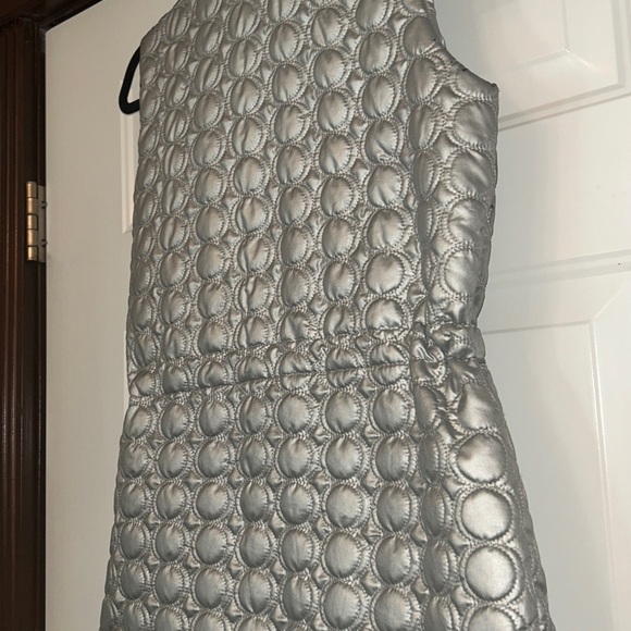 Activology Quilted Women's Puffer Vest SM Silver Metallic Cinched Waist Full Zip - Picture 9 of 13